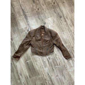 De-bell Brown Vintage Leather Jacket Zipper Pockets